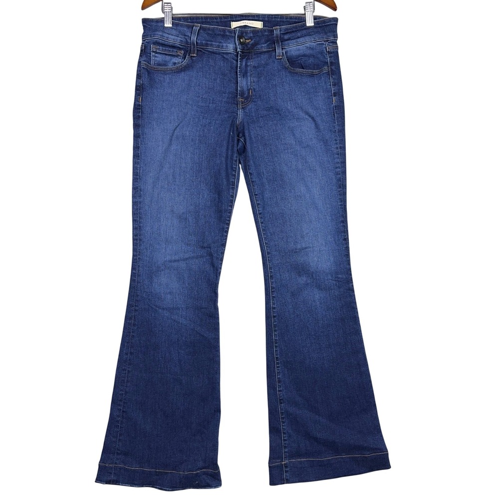 J Brand Love Story Flare Jeans Womens 31 Low Rise Bell Bottom Blue Sleaze Boho